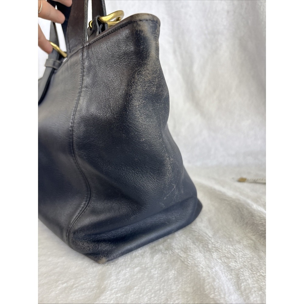 Vintage COACH Waverly Bag Navy Blue Leather Zip Closure 4133 90s Costa Rica - Picture 10 of 16